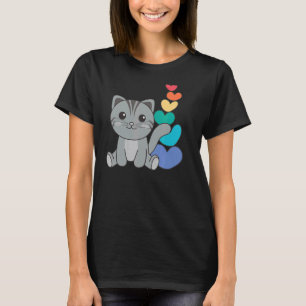 Regenboog Harten Pride Lgbtq Schattige Dieren Kat  T-shirt