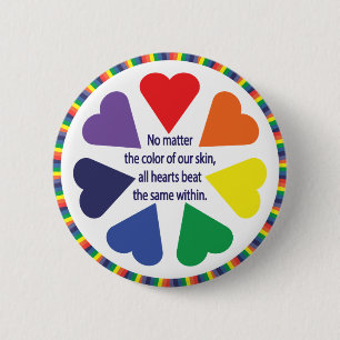 Regenboog Harten Ronde Button 5,7 Cm