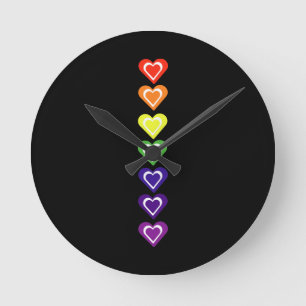 Regenboog harten ronde klok