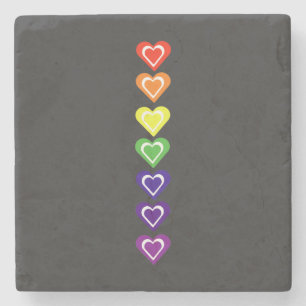 Regenboog harten stenen onderzetter