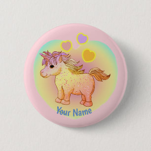 Regenboog Hartjes Eenhoorn speld Ronde Button 5,7 Cm
