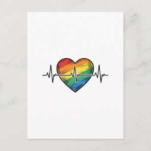 Regenboog Hartslag Hart Vintage Gravure Ontwerp_1 Briefkaart