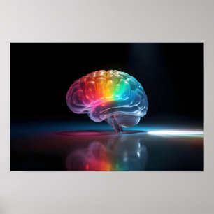 Regenboog Hersengloed Autisme Neurodiversiteit Bew Poster