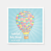 Regenboog Hete Luchtballon Baby shower Papieren se Servetten (Voorkant)