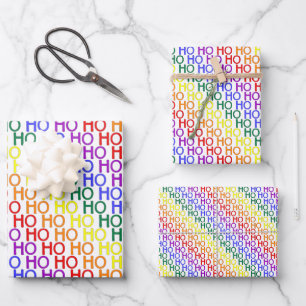 Regenboog Ho Ho Ho Patroon Inpakpapier Vel Set