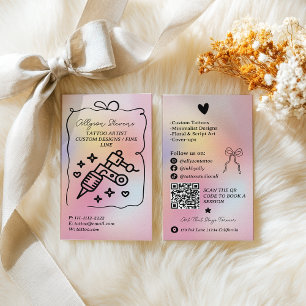 Regenboog holografische Doodles Tattoo-artiest QR- Visitekaartje