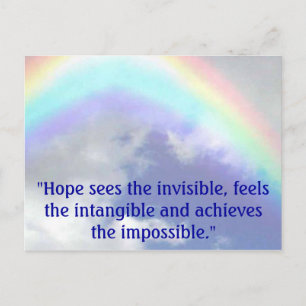 regenboog, "Hoop ziet het onzichtbare, voelt het i Briefkaart