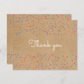 Regenboog Huwelijksconfetti Rustieke Kraft Lettert Bedankkaart (Voorkant / Achterkant)