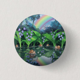 Regenboog hyacint slak cartoon ronde button 3,2 cm