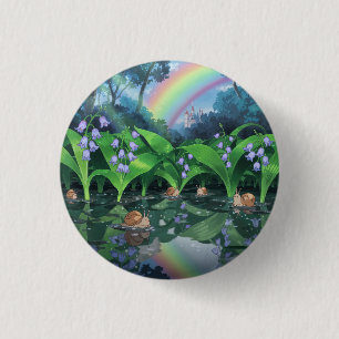 Regenboog hyacint slak cartoon ronde button 3,2 cm