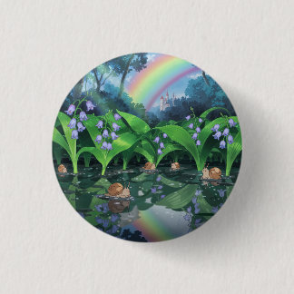Regenboog hyacint slak cartoon ronde button 3,2 cm