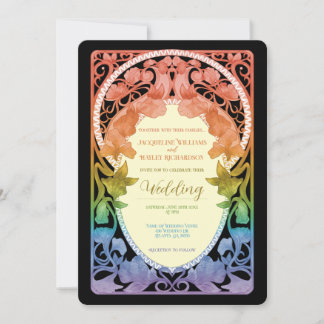 Regenboog II Waterverf Art Nouveau Bruiloft Kaart