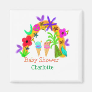 Regenboog ijs kegel waterverf baby shower toevoegi magneet