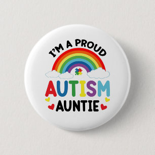 Regenboog Ik ben een trotse autisme-tante Autisme Ronde Button 5,7 Cm