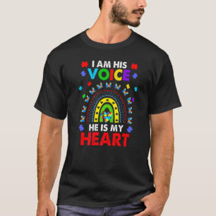 Regenboog Ik Ben Zijn Stem Hij Is Mijn Hart Autism T-shirt