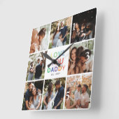 Regenboog 'IK HOU VAN JE PAPA' Foto Collage Aanden Vierkante Klok (Hoek)