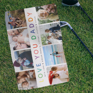 Regenboog 'IK HOU VAN JE PAPA' Fotocollage Aandenk Golfhanddoek