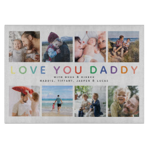 Regenboog 'IK HOU VAN JE PAPA' Fotocollage Aandenk Snijplank