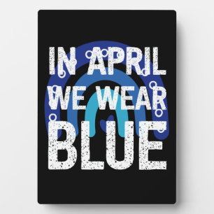 Regenboog In April dragen we Blauw Autisme Bewustz Fotoplaat
