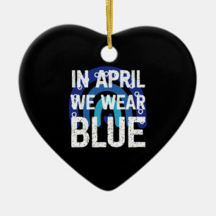 Regenboog In April dragen we Blauw Autisme Bewustz Keramisch Ornament