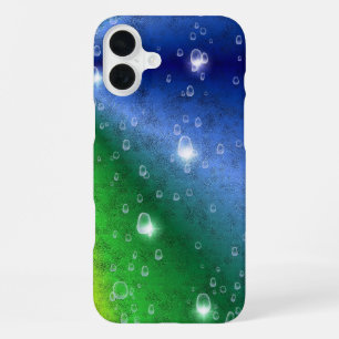 Regenboog in Elephant Skin Leather Optik & Raindro iPhone 16 Plus Hoesje