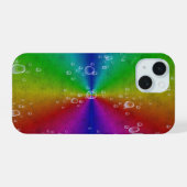 Regenboog in olifantenhuid lederen optik met drupp iPhone 15 hoesje (Achterkant horizontaal)