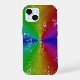 Regenboog in olifantenhuid lederen optik met drupp iPhone 15 hoesje