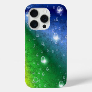 Regenboog in olifantenhuidleatheroptik en regendru iPhone 15 pro case