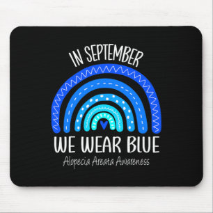 Regenboog In september Draag we Blue Alopecia Area Muismat