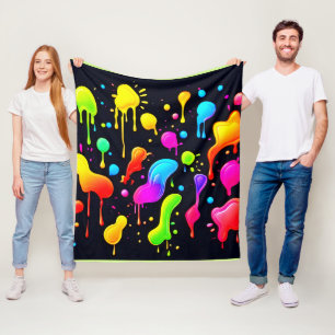 Regenboog Inkt Verfspatten Fleece Deken