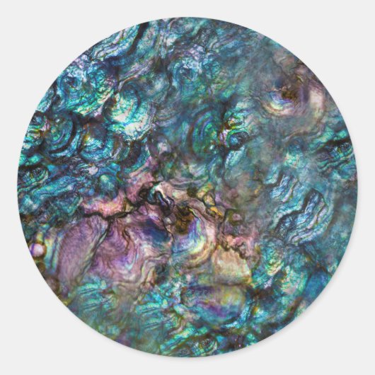 Regenboog Irideerende Abalone Zeeschelp Strand Ronde Sticker (Voorkant)