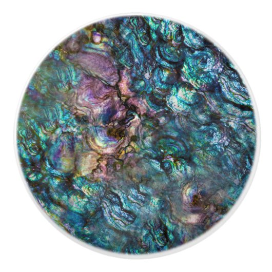 Regenboog Iridele Abalone Zee Schelp Keramische Knop (Voorkant)