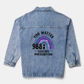 Regenboog je doet er 988: Zelfmoordpreventie waars Denim Jacket (Achterkant)