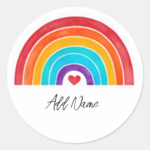 Regenboog - Jouw naam toevoegen Ronde Sticker
