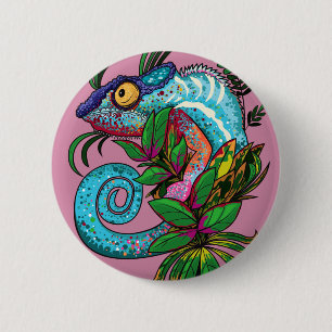 Regenboog Kameleon Ronde Button 5,7 Cm