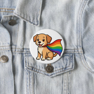 Regenboog Kap Puppy – LGBTQ++ Pride Design Ronde Button 7,6 Cm