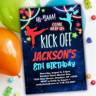 Regenboog Karate Verjaardagsfeestje Kaart