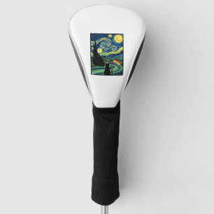 Regenboog Kat Nacht Landschap Vector T-shirt Ontwe Golfheadcover