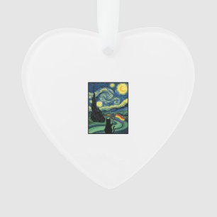 Regenboog Kat Nacht Landschap Vector T-shirt Ontwe Ornament