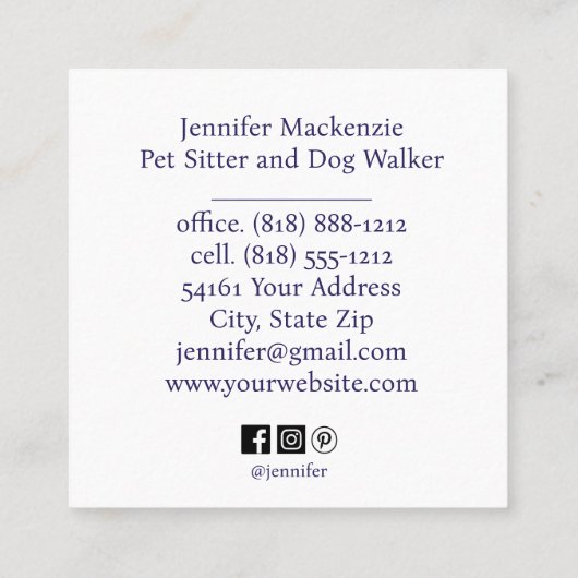 Regenboog Kat Pet Sitter en Hond Walker Vierkante Visitekaartje (Achterkant)