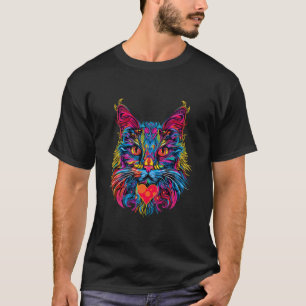 Regenboog Kat Rode Hart Kitty Liefde Mooie Kat Kle T-shirt