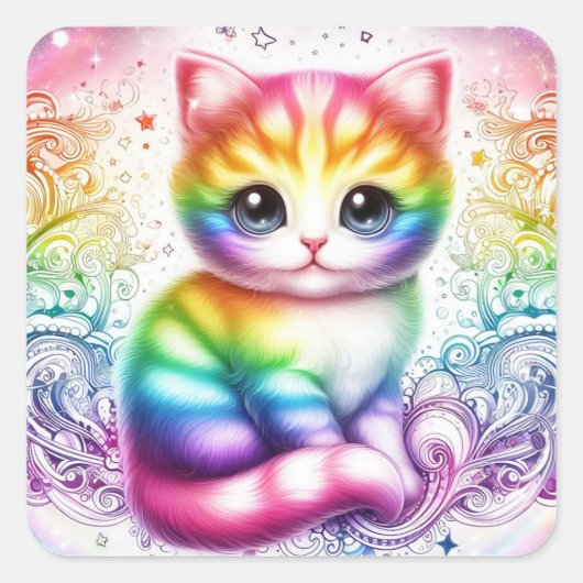 Regenboog kat stickers (Voorkant)