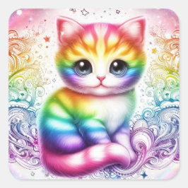 Regenboog kat stickers