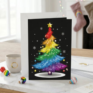 Regenboog Kerstboom LGBTQ trots Vakantie Kunst Feestdagenkaart