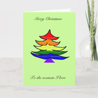 Regenboog kerstboomkaart feestdagen kaart