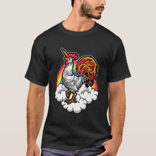 Regenboog Kip Eenhoorn Liefhebber Krazy Grappig Di T-shirt