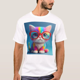 Regenboog Kleur Kitten Draagt Bril-46568 T-shirt