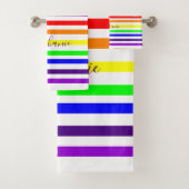 Regenboog Kleur Streep Monogram Kleurrijke Custom  Bad Handdoek (Insitu)