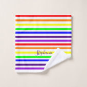 Regenboog Kleur Streep Monogram Kleurrijke Custom  Bad Handdoek (Wasdoekje)