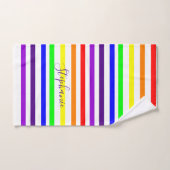 Regenboog Kleur Streep Monogram Kleurrijke Custom  Bad Handdoek (Handdoek)